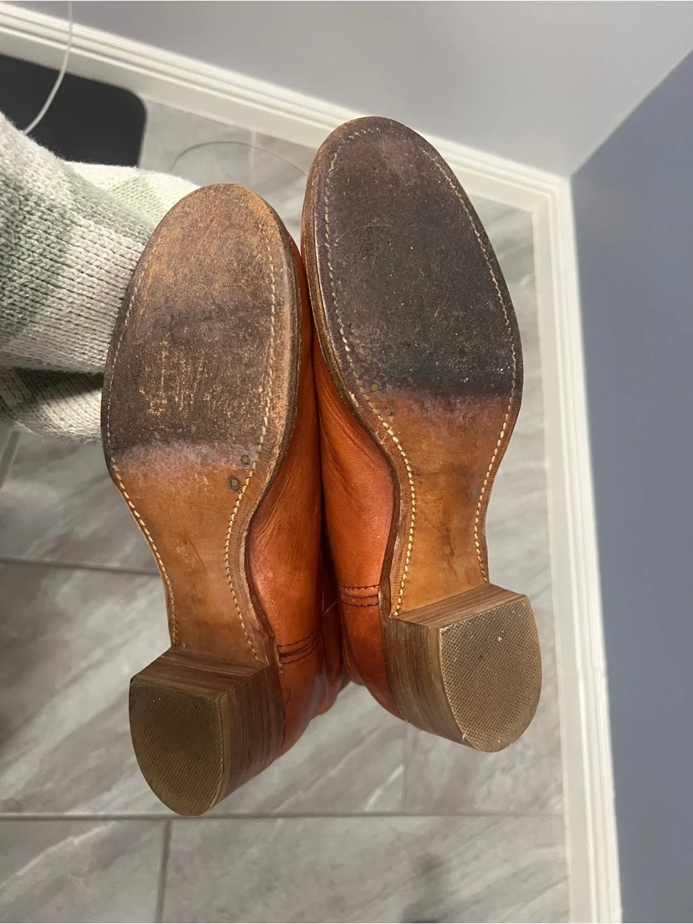 Vintage Black Label - 1970s - Frye Tall Leather Campus Boots - Chestnut Brown - Picture 11 of 13